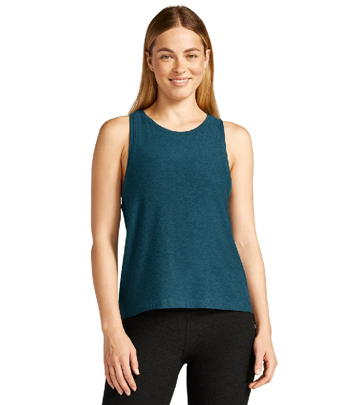 Beyond Yoga Featherweight Spacedye Rebalance Tank Blue Gem Heather Eco Friendly Fashion Sale