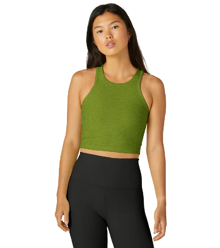 Beyond Yoga Focus Cropped Tank Fern Green Heather Bold Silhouette