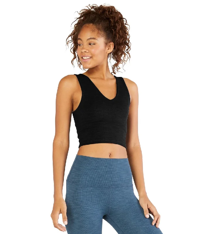 Beyond Yoga Heather Rib Go To Cropped Yoga Tank Black Heather Your Timeless Wardrobe Awaits