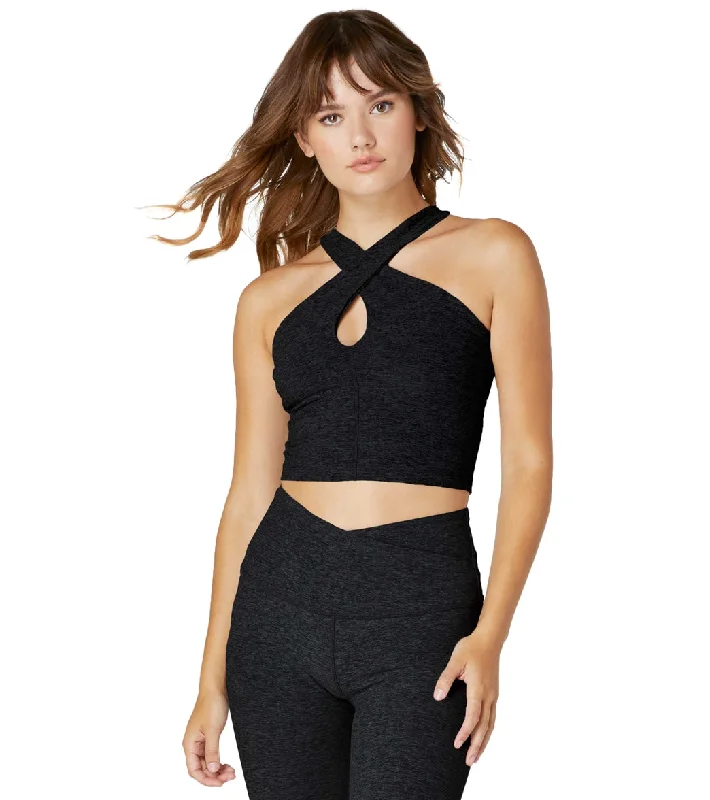 Beyond Yoga Spacedye At Your Leisure Cropped Yoga Tank Darkest Night Elegant Styles