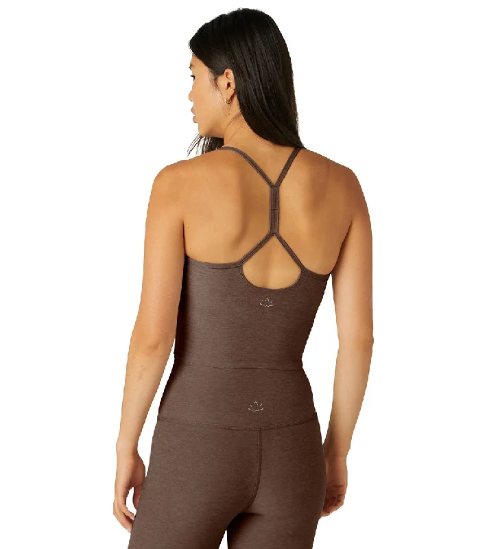 Beyond Yoga Spacedye Slim Racerback Cropped Tank Truffle Heather Graceful Drape