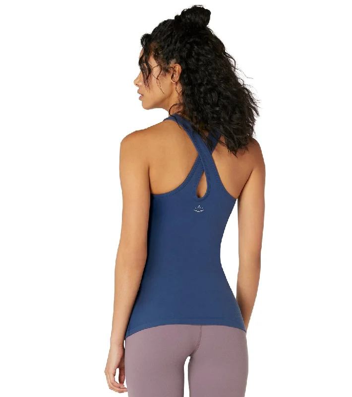 Beyond Yoga Supplex Under Lock and Keyhole Yoga Tank Top Blue Horizon All Season Fashion Collection