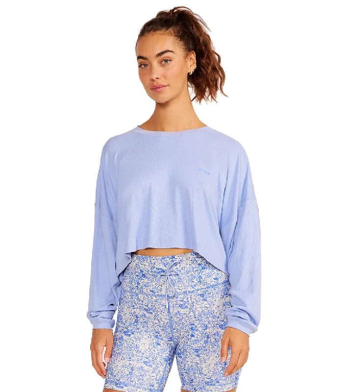 Cream Yoga Alexa Oversized LS Crop Top Laguna Blue Gift Ideas