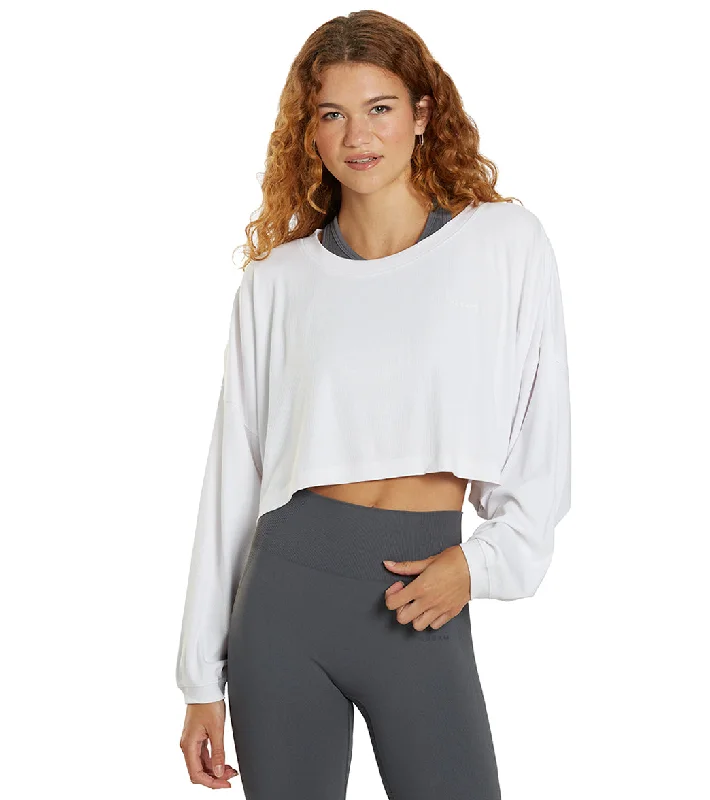 Cream Yoga Alexa Oversized LS Crop Top White Discover Now