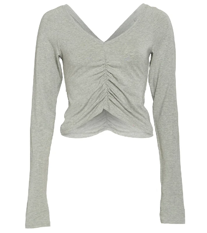 Free People Courtside Long Sleeve Top Grey Vibrant Styles