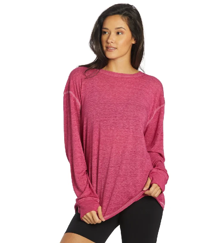 Free People Keep Rolling Long Sleeve Top Magenta Disco Fashion-Forward