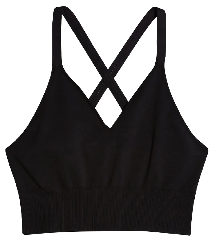 Free People Movement Good Karma Crop Yoga Top Solid Black Flash Sales