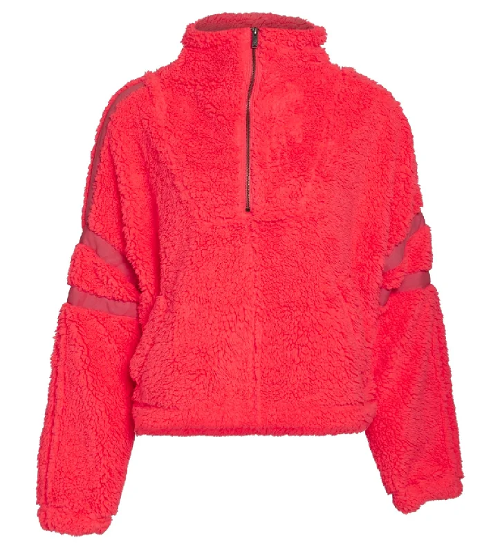 Free People Nantucket Fleece Pullover Neon Coral Playful Elegance