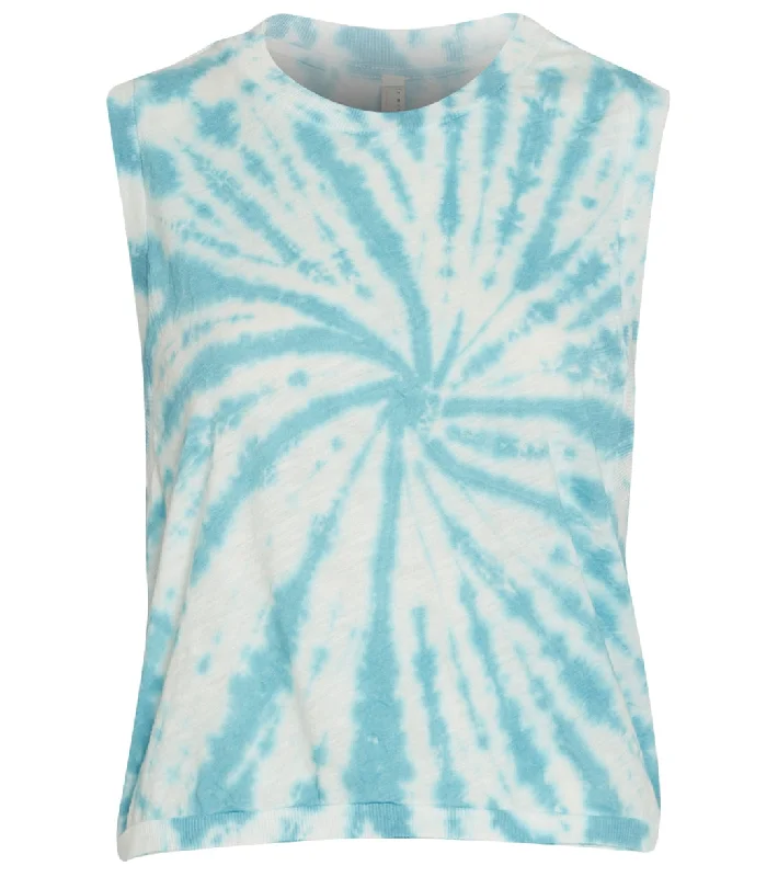 Free People Tie Dye Love Yoga Tank White Bluestone Combo Art Deco Geometric Pattern Look