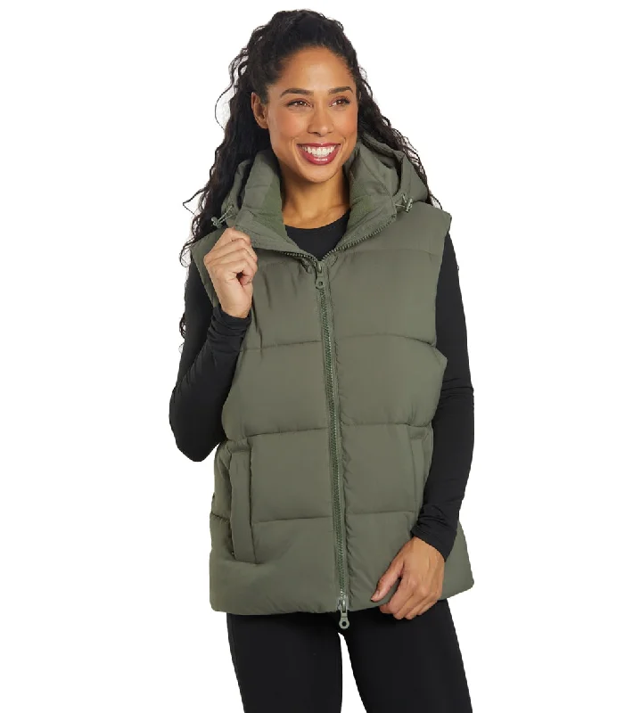 Girlfriend Collective Puffer Vests Thyme Designer Wear On Sale