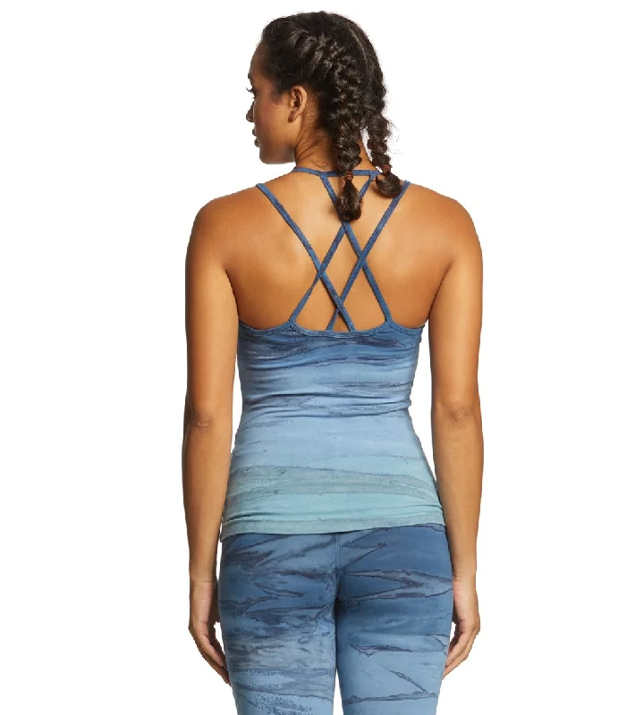 Hard Tail Double Cross Support Tank Blue Rainbow Horizon Comfort First Women's Fashion