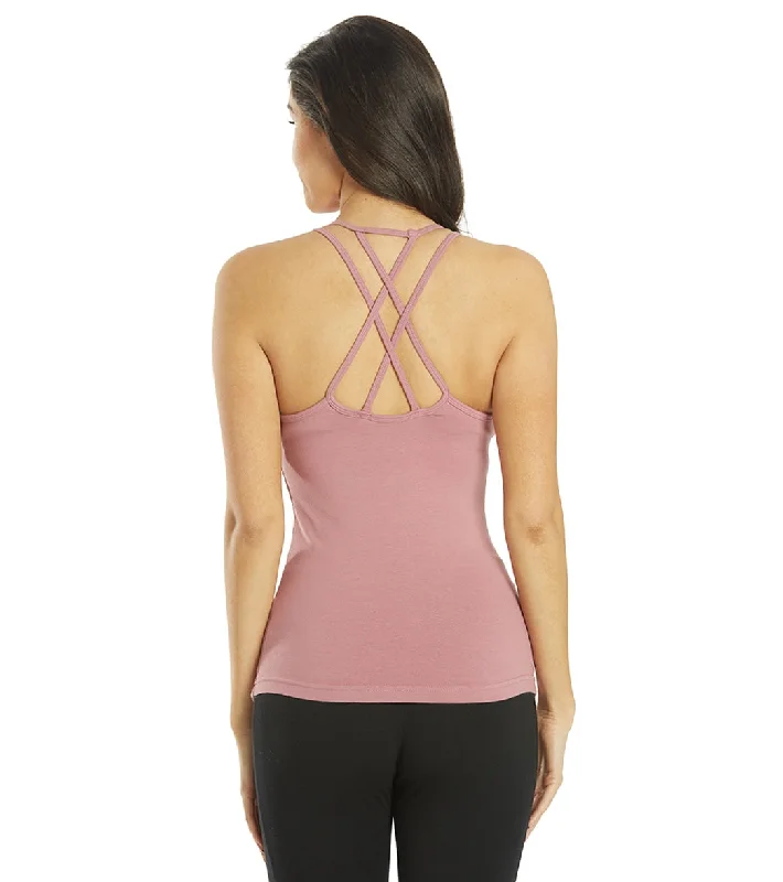 Hard Tail Double Cross Support Tank Dusty Rose Pink Latest Trends