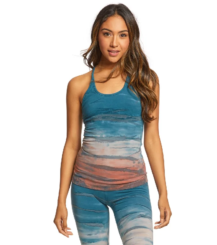 Hard Tail Freestyle Yoga Bra Tank Top White/Blue Rainbow Horizon Travel Essentials