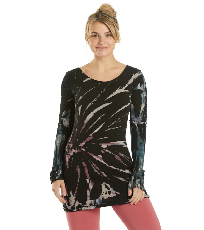 Hard Tail Long Sleeve Skinny Yoga Tee Berry Black Tie Dye Attire Sale