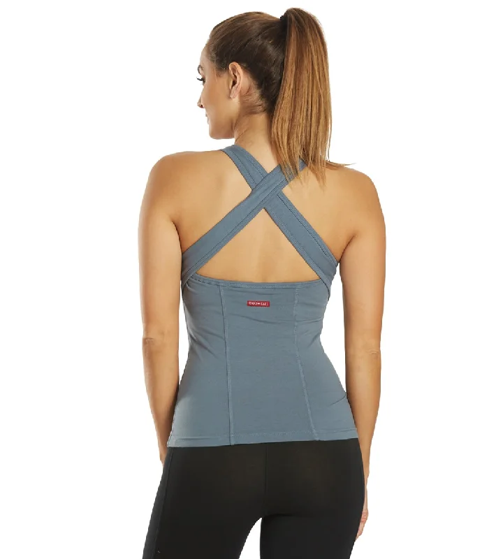 Hard Tail Open Back Support Tank Top Steel Grey Stylish Savings