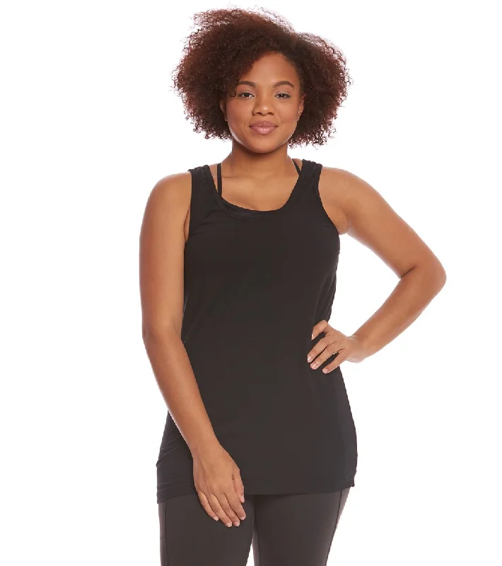 Hard Tail Plus Size Long Skinny Yoga Tank Top Black Now On Sale For Chic Urban Styles