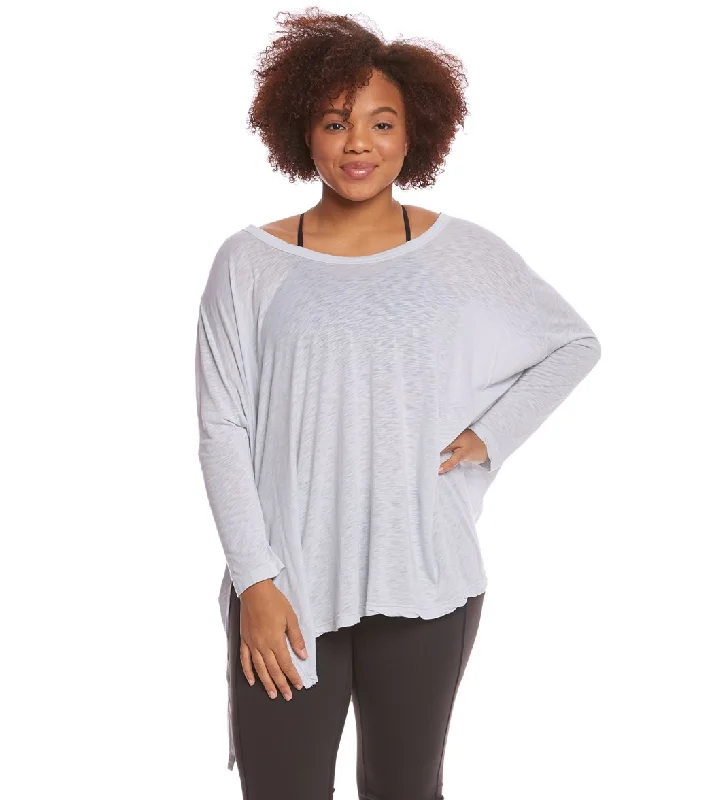 Hard Tail Plus Size Oversized 3/4 Sleeve Raglan Layering Top Dove Versatile Wardrobe Essentials