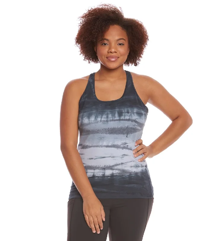 Hard Tail Plus Size U Scoop Yoga Tank Top Black/Grey Tie Dye Fashion Forward