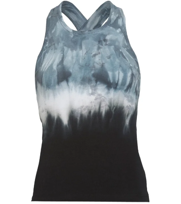 Hard Tail Printed Open Back Support Tank Top Navy/White Rainbow Horizon Clearance Event