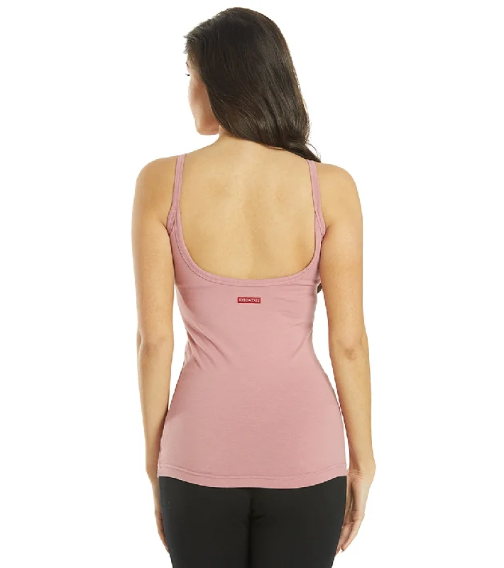 Hard Tail Scoop Back Yoga Tank Top with Bra Dusty Rose Pink Trendy Threads