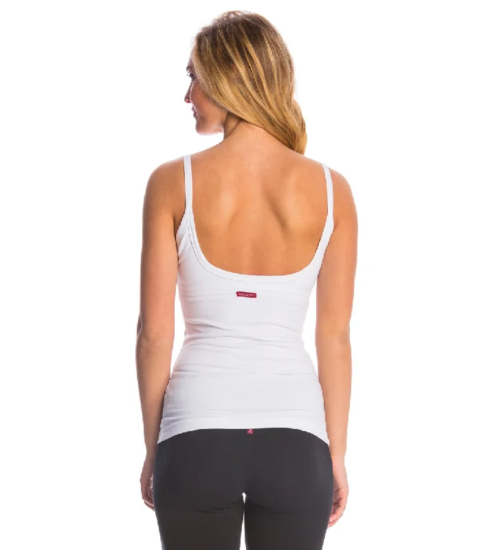 Hard Tail Scoop Back Yoga Tank Top with Bra White Embrace New Fashion