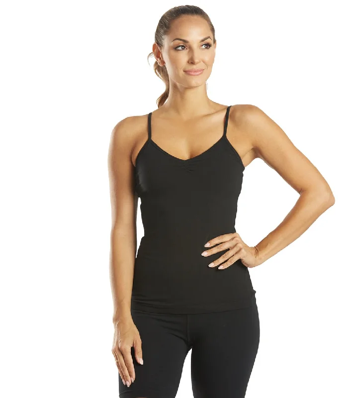 Hard Tail Shirred Yoga Tank Black Odd Size Clearance Sale