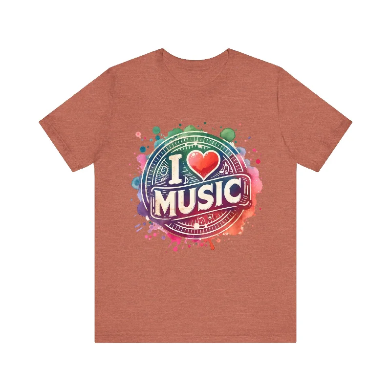 Love Music Heart T-Shirt Elegant Clothing