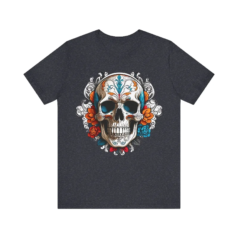 Mexican Style Skull &Flower T-Shirt Classic Women's Fashion