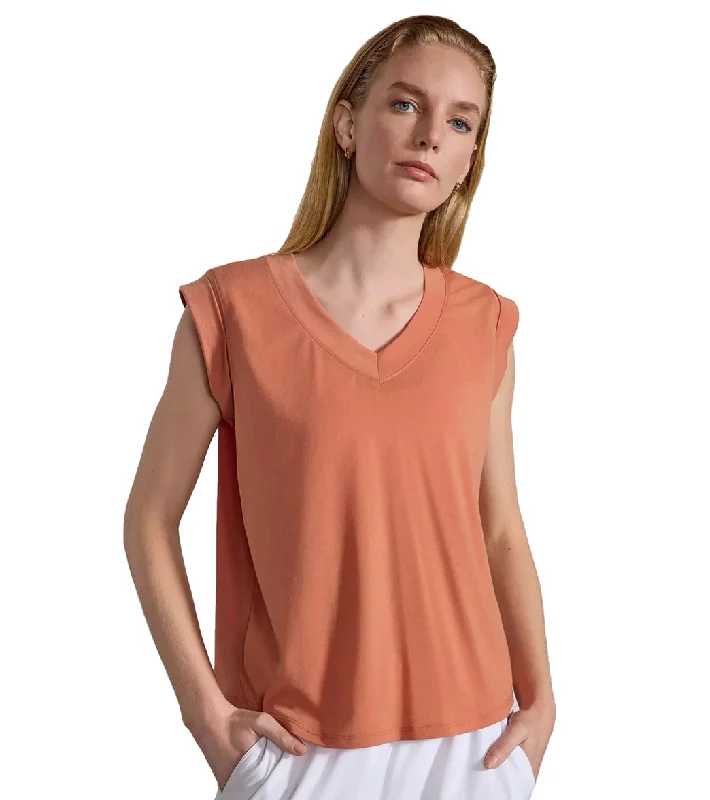 MPG Sport Dynamic V-Neck Cap Sleeve T-Shirt Sunburn Lighten Up With Nordic Styles