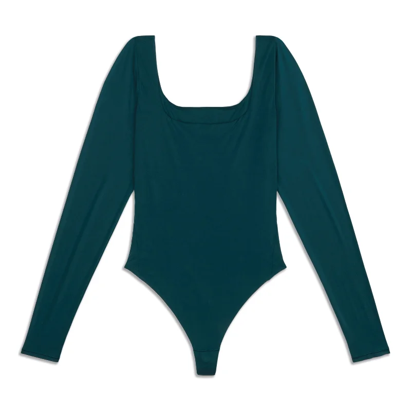 Nulu Square-Neck Long-Sleeve Bodysuit Sale Low Price Special