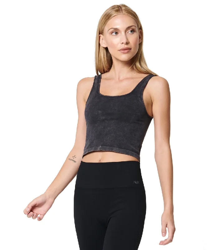 NUX Be Free Mineral Wash Seamless Yoga Crop Top Black Wash Latest Fashion