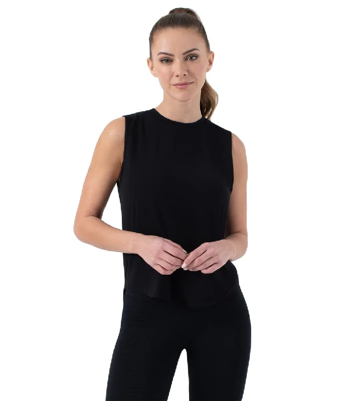 NUX Keyhole Sleeveless Black Season Transition Versatile Wear Clearance