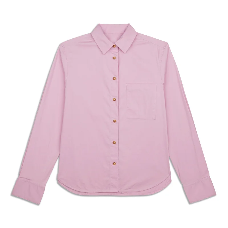 Relaxed-Fit -Blend Poplin Button-Down Shirt Sale Dive Into Trendy Styles