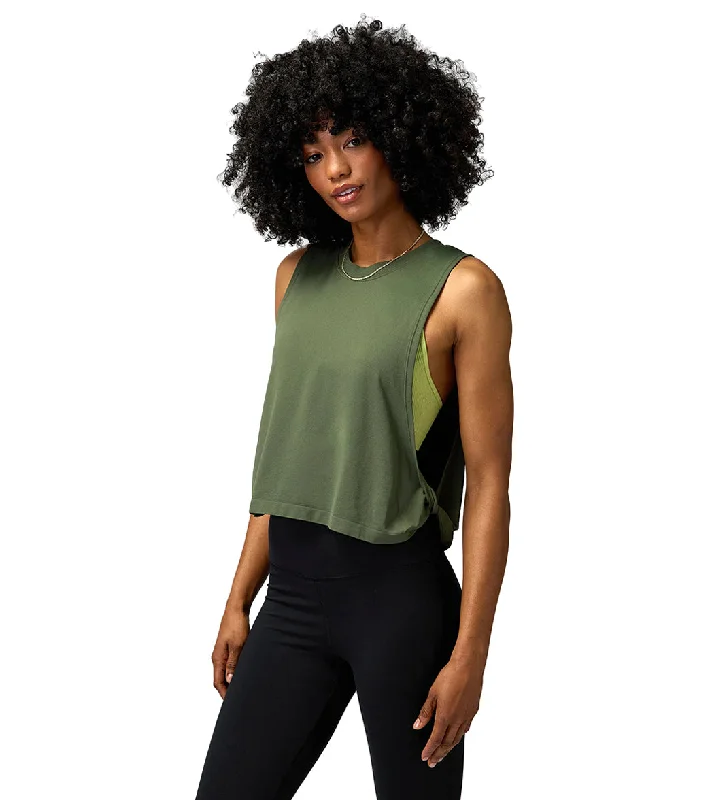 Spiritual Gangster Drifter Seamless Tank Olive Green Tropical Island - Inspired Attire