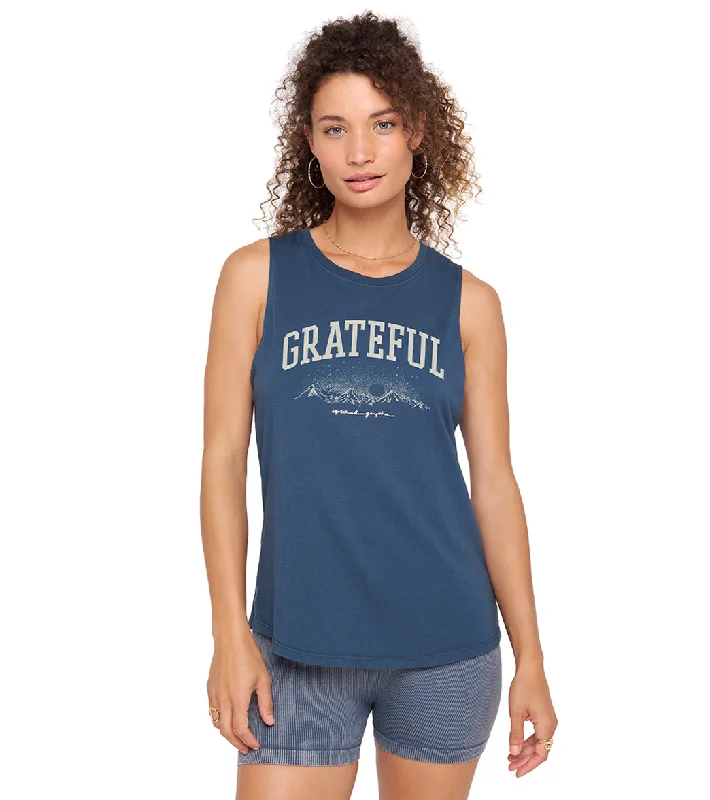 Spiritual Gangster Grateful Jade Muscle Tank Orion Blue Contemporary Elegance