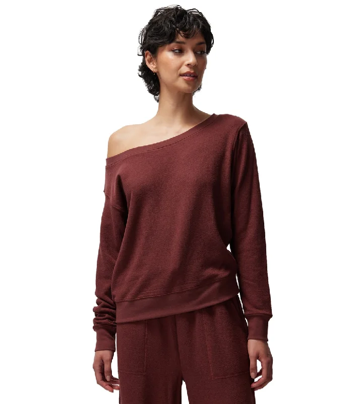 Spiritual Gangster Lofty Slub Rib Vida Long Sleeve Top Washed Burgundy Bid Farewell To The Old Season