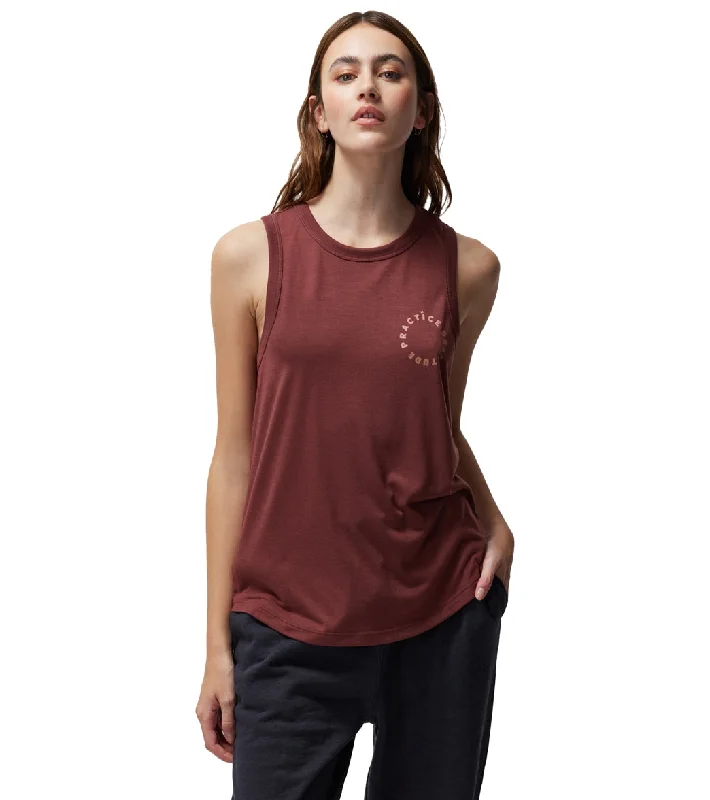 Spiritual Gangster Practice Gratitude Namaste Tank Washed Burgundy Minimalist Elegant