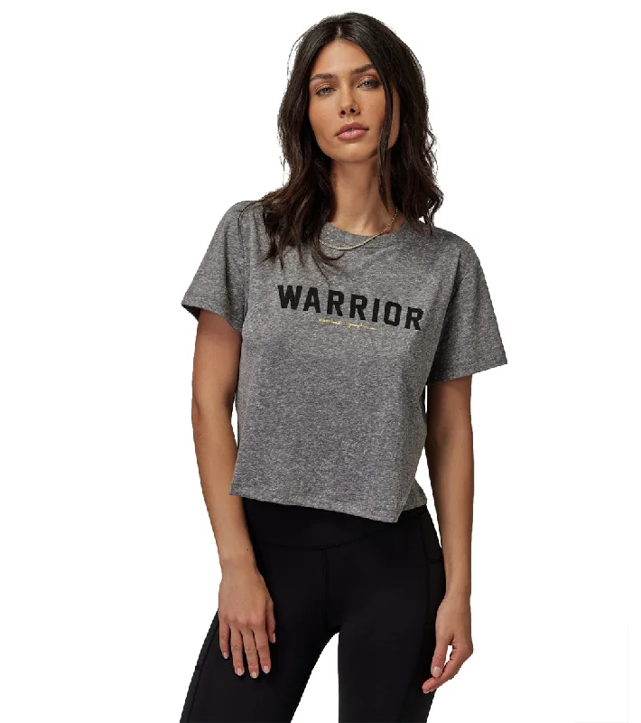 Spiritual Gangster Warrior Crop Tee Heather Grey Chic Everyday Wear