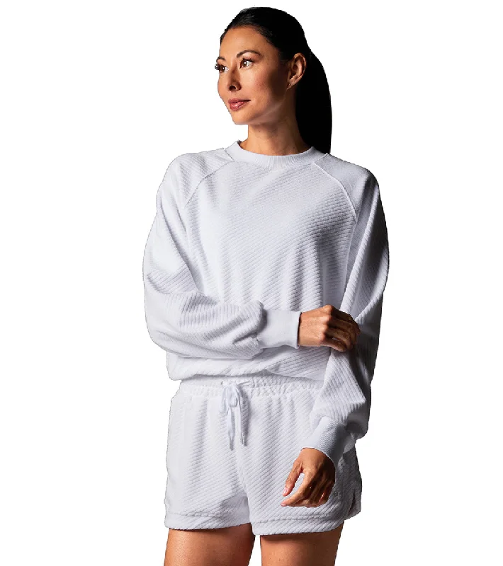 Tavi Ease Crew Terry Sweatshirt White Effortless Comfort