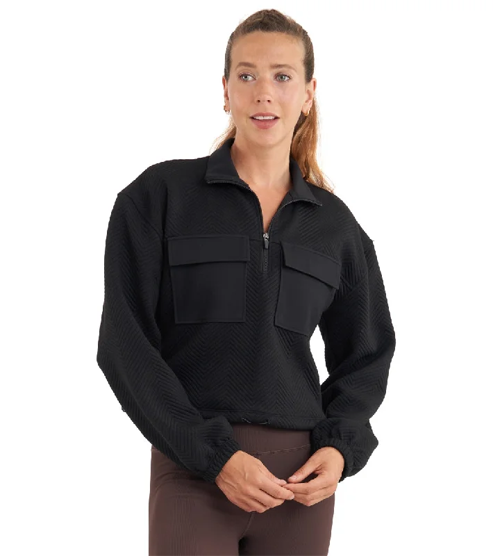 Thrive Societe Patch Pocket Pullover Black Your Timeless Wardrobe Awaits