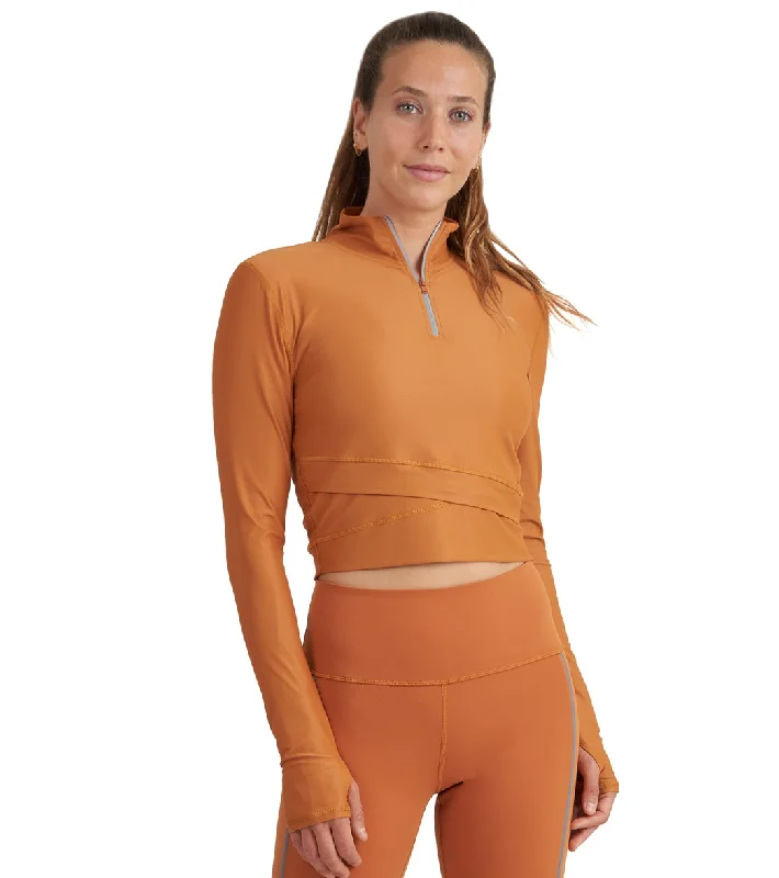 Thrive Societe Reflective Zip Crop Top Pumpkin Spice Mega Sale