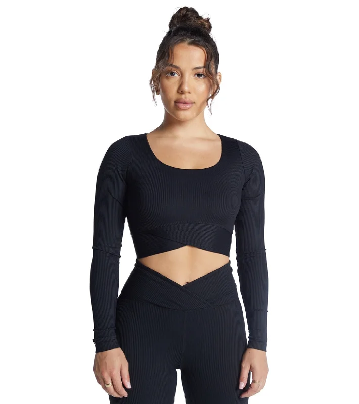 Year of Ours Ribbed V Crop Long Sleeve Black The Latest Fashion Trends