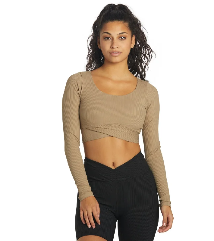 Year of Ours Ribbed V Crop Long Sleeve Caribou Current Trends