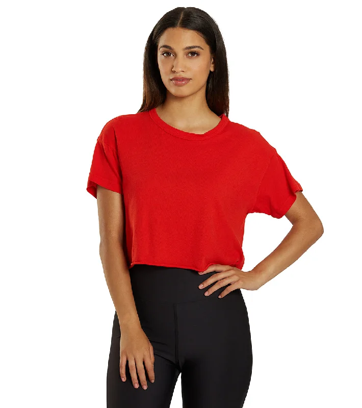 Year of Ours YOS Cropped Tee Red Trendy Clothing Sale