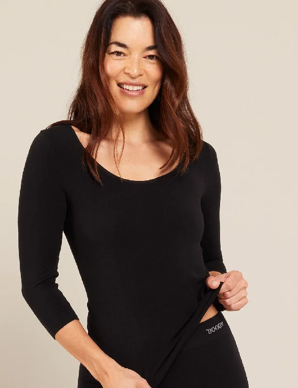 3/4 Sleeve Top - Black Seize Bargains