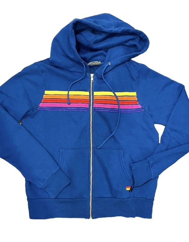 5 Stripe Stitch Hoodie In Royal/yellow Purple Clearance Event