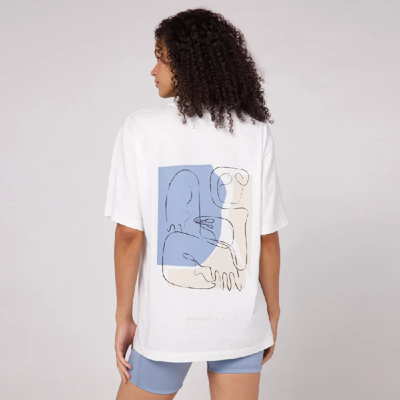 Abstract Color Block Cotton Tee, Unisex - White Special Offers