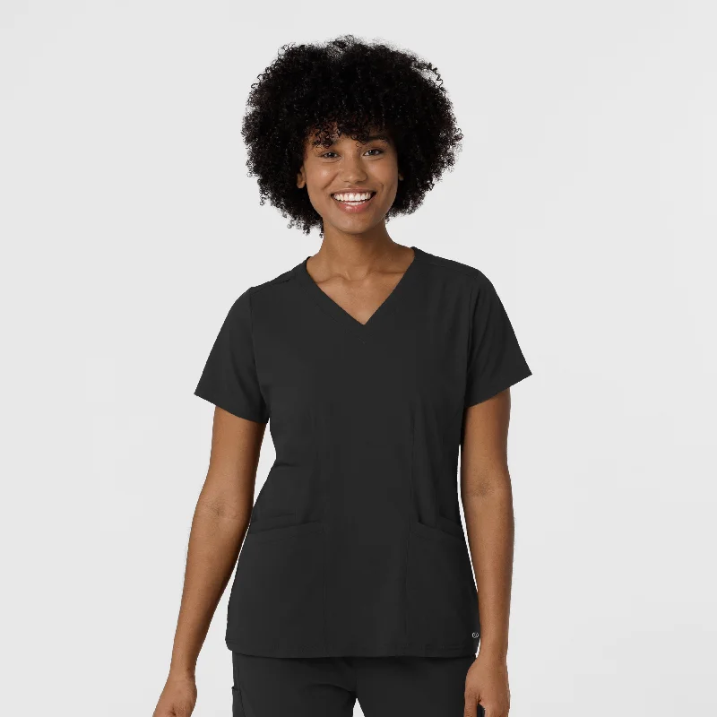 Aero Remix Women's Flex-N-Reach V-Neck Scrub Top - Black Trend Alert