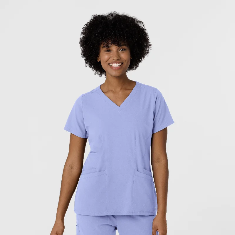 Aero Remix Women's Flex-N-Reach V-Neck Scrub Top - Ceil Blue Wardrobe Update