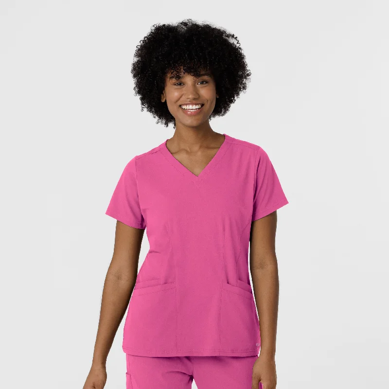 Aero Remix Women's Flex-N-Reach V-Neck Scrub Top - Fuchsia Limited Time Offers